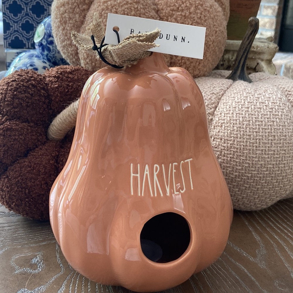 NEW! Rae Dunn Ceramic Farmhouse Harvest Gourd Pumpkin Birdhouse